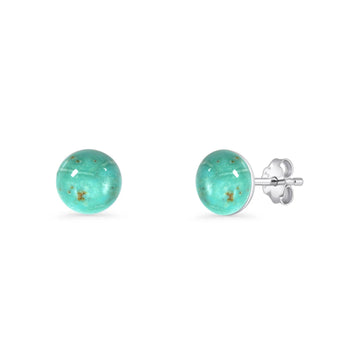 Round 7mm Turquoise Solitaire Stud Earring 925 Sterling Silver Wholesale